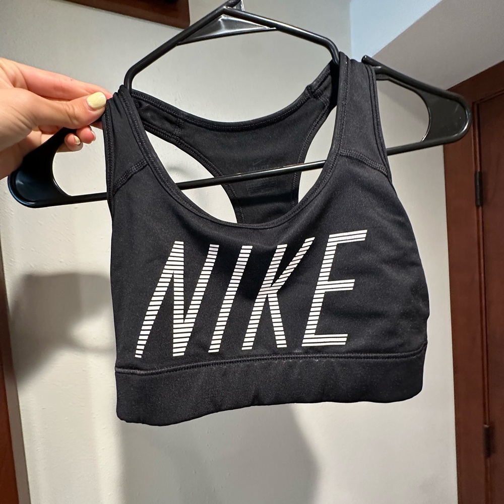 Nike Black Sports Bra with Striped Logo